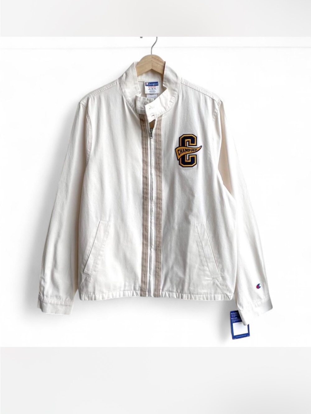 Champion Off-White Zip Jacket with Varsity 'C' Patch
